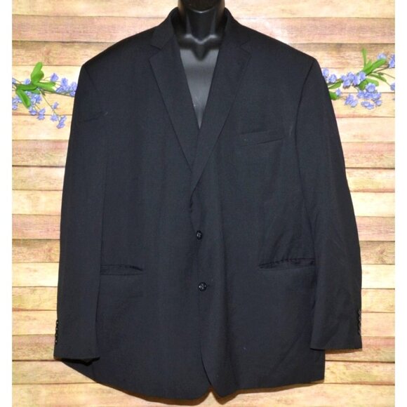Stafford Men's Black Double Button Wool Blazer Suit Jacket Size 56L Big Long - Picture 1 of 12
